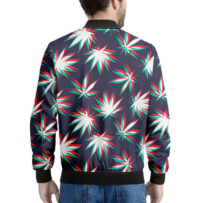 Trippy Hemp Leaves Reggae Pattern Print Men's Bomber Jacket