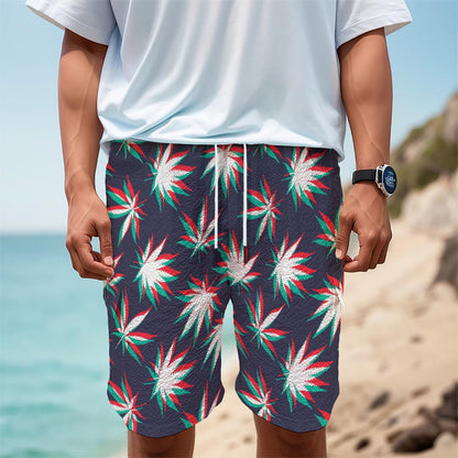 Trippy Hemp Leaves Reggae Pattern Print Men's Cargo Shorts