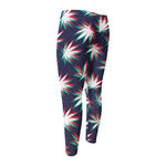 Trippy Hemp Leaves Reggae Pattern Print Men's Compression Pants