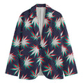Trippy Hemp Leaves Reggae Pattern Print Men's Cotton Blazer
