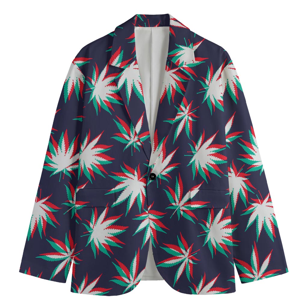 Trippy Hemp Leaves Reggae Pattern Print Men's Cotton Blazer