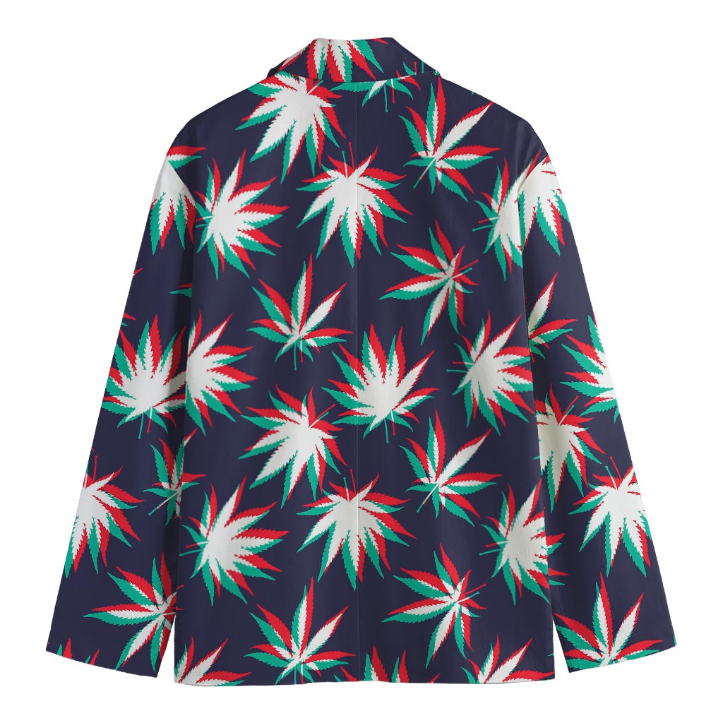 Trippy Hemp Leaves Reggae Pattern Print Men's Cotton Blazer