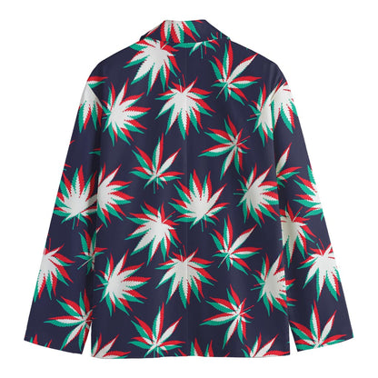 Trippy Hemp Leaves Reggae Pattern Print Men's Cotton Blazer