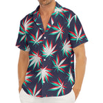 Trippy Hemp Leaves Reggae Pattern Print Men's Deep V-Neck Shirt