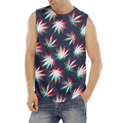 Trippy Hemp Leaves Reggae Pattern Print Men's Fitness Tank Top