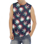 Trippy Hemp Leaves Reggae Pattern Print Men's Fitness Tank Top