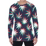 Trippy Hemp Leaves Reggae Pattern Print Men's Long Sleeve T-Shirt