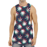 Trippy Hemp Leaves Reggae Pattern Print Men's Muscle Tank Top