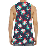 Trippy Hemp Leaves Reggae Pattern Print Men's Muscle Tank Top