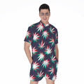 Trippy Hemp Leaves Reggae Pattern Print Men's Romper