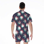 Trippy Hemp Leaves Reggae Pattern Print Men's Rompers