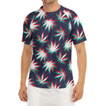 Trippy Hemp Leaves Reggae Pattern Print Men's Short Sleeve Rash Guard