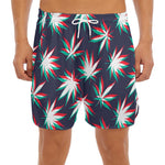 Trippy Hemp Leaves Reggae Pattern Print Men's Split Running Shorts