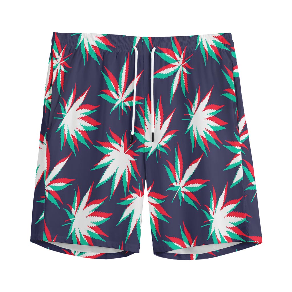 Trippy Hemp Leaves Reggae Pattern Print Men's Sports Shorts