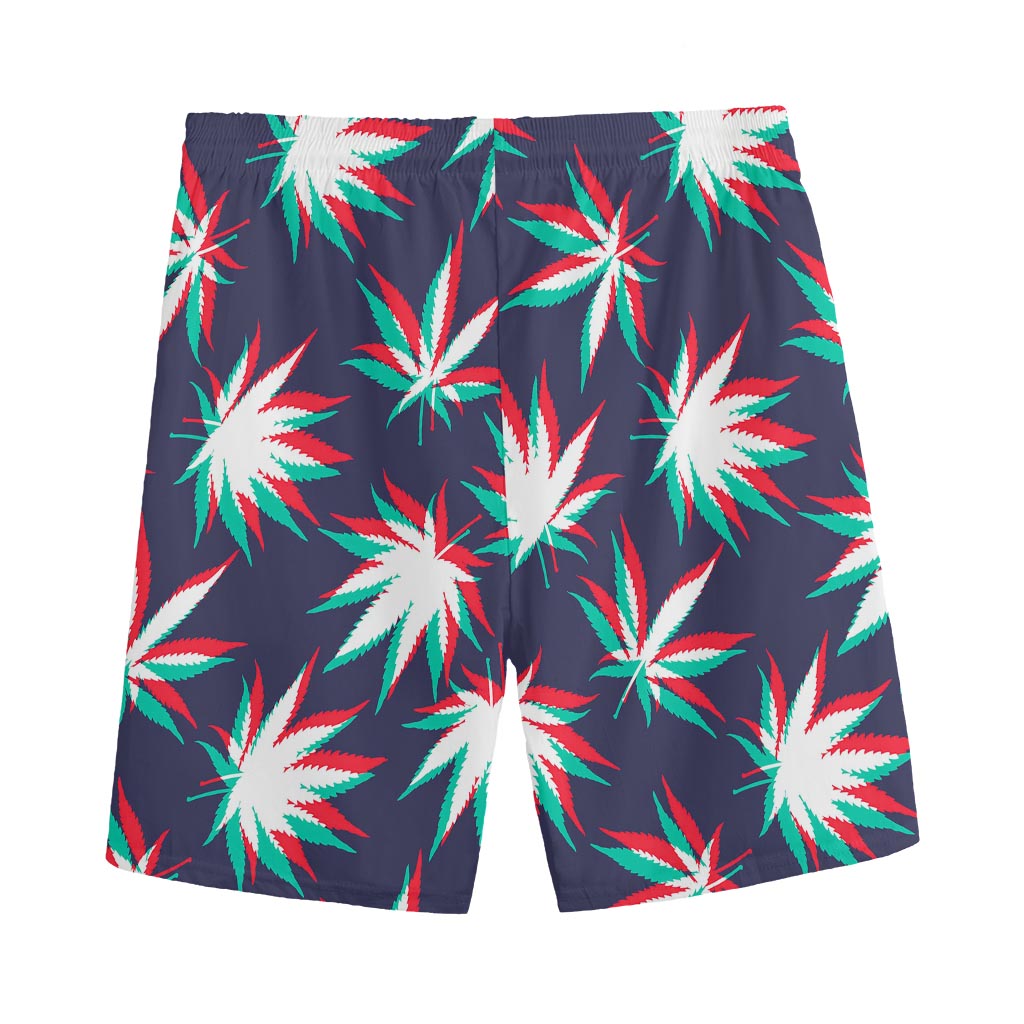 Trippy Hemp Leaves Reggae Pattern Print Men's Sports Shorts