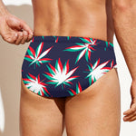 Trippy Hemp Leaves Reggae Pattern Print Men's Swim Briefs