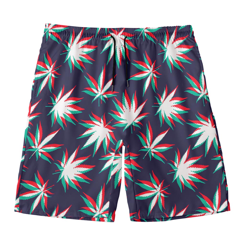 Trippy Hemp Leaves Reggae Pattern Print Men's Swim Trunks