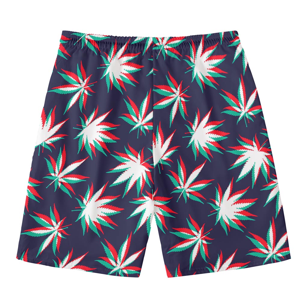 Trippy Hemp Leaves Reggae Pattern Print Men's Swim Trunks