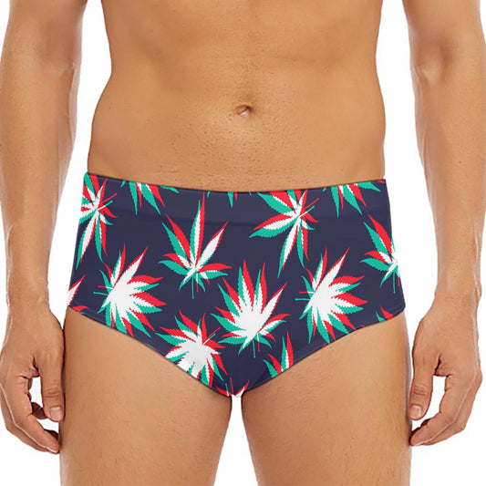 Trippy Hemp Leaves Reggae Pattern Print Men's Triangle Swim Briefs