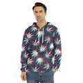 Trippy Hemp Leaves Reggae Pattern Print Men's Velvet Pullover Hoodie