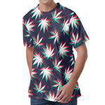 Trippy Hemp Leaves Reggae Pattern Print Men's Velvet T-Shirt