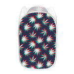 Trippy Hemp Leaves Reggae Pattern Print Mesh Laundry Hamper