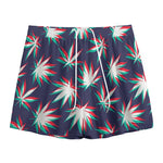 Trippy Hemp Leaves Reggae Pattern Print Mesh Shorts