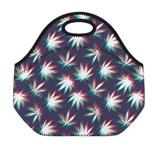 Trippy Hemp Leaves Reggae Pattern Print Neoprene Lunch Bag