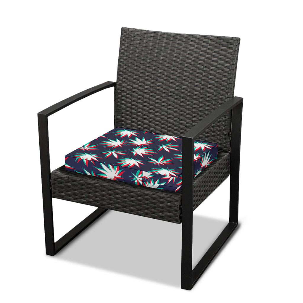 Trippy Hemp Leaves Reggae Pattern Print Outdoor Seat Cushion Cover