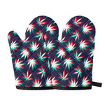 Trippy Hemp Leaves Reggae Pattern Print Oven Mitts