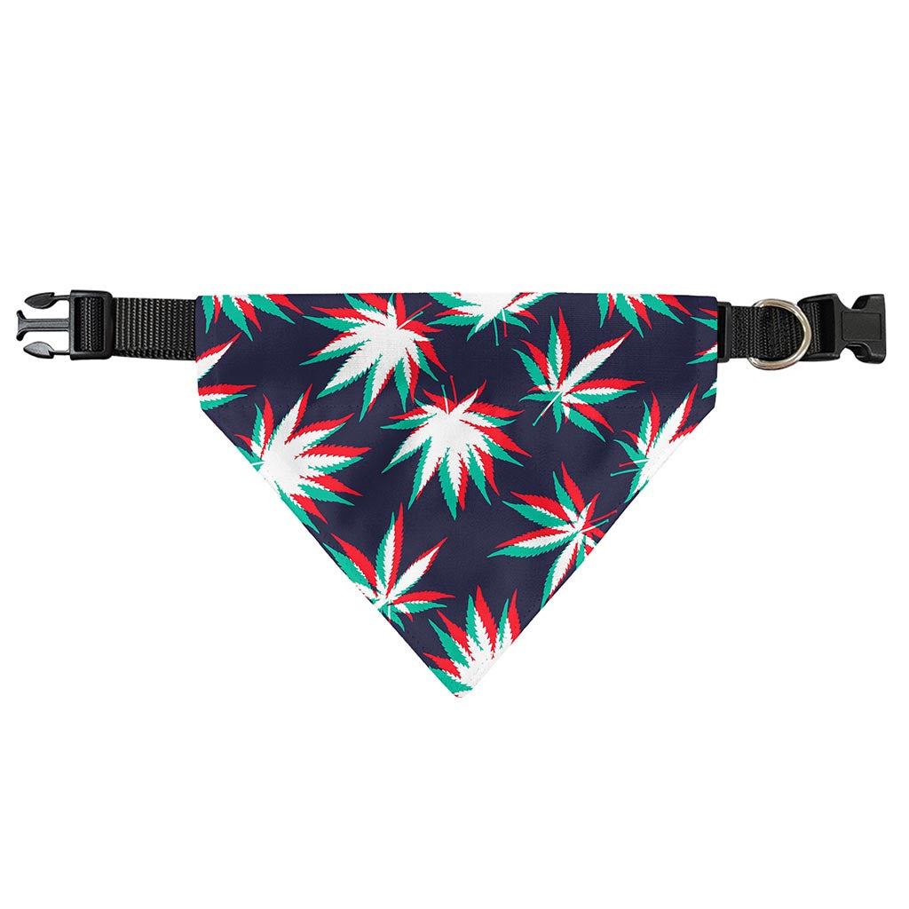 Trippy Hemp Leaves Reggae Pattern Print Over The Collar Dog Bandana