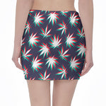 Trippy Hemp Leaves Reggae Pattern Print Pencil Mini Skirt