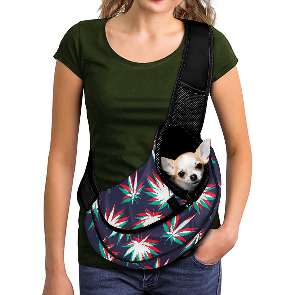Trippy Hemp Leaves Reggae Pattern Print Pet Sling Carrier