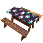 Trippy Hemp Leaves Reggae Pattern Print Picnic Table Cover