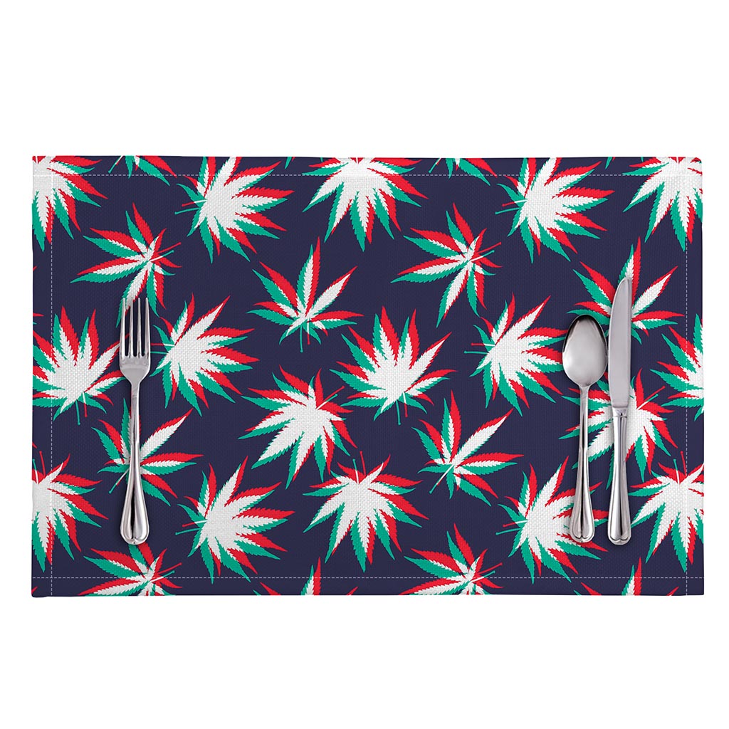 Trippy Hemp Leaves Reggae Pattern Print Placemat