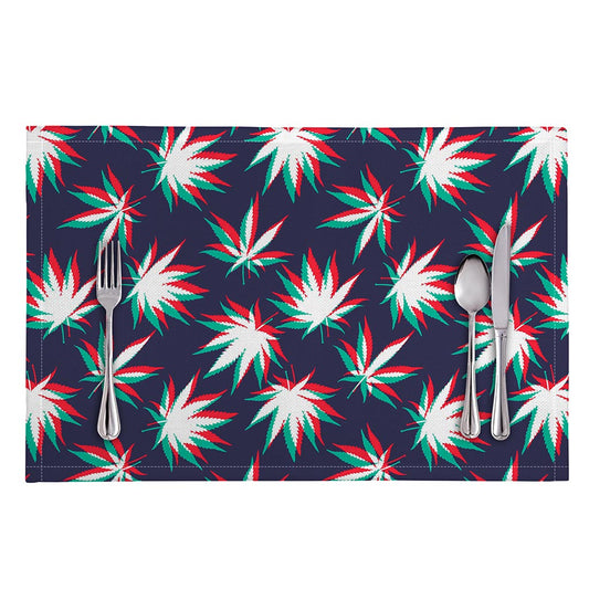 Trippy Hemp Leaves Reggae Pattern Print Placemat