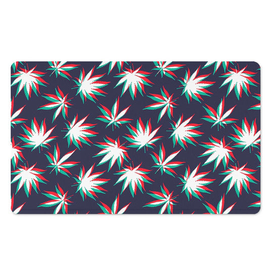 Trippy Hemp Leaves Reggae Pattern Print Polyester Doormat