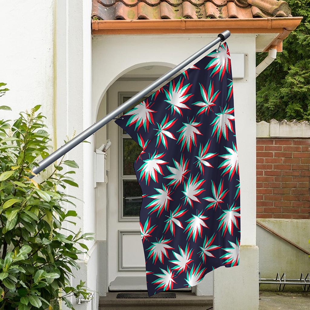 Trippy Hemp Leaves Reggae Pattern Print Polyester Flag