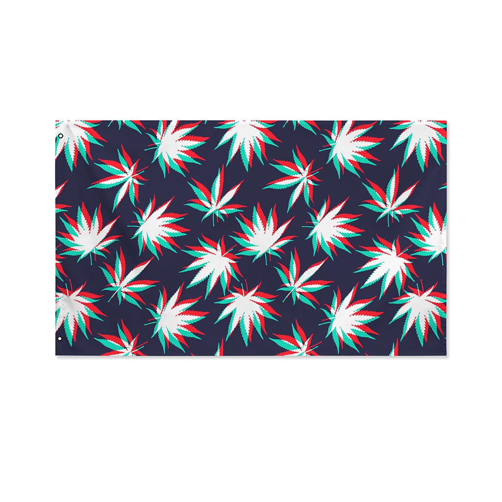 Trippy Hemp Leaves Reggae Pattern Print Polyester Flag