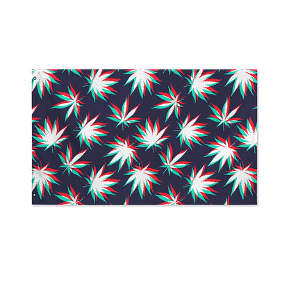 Trippy Hemp Leaves Reggae Pattern Print Polyester Flag