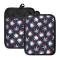 Trippy Hemp Leaves Reggae Pattern Print Pot Holders With Pocket