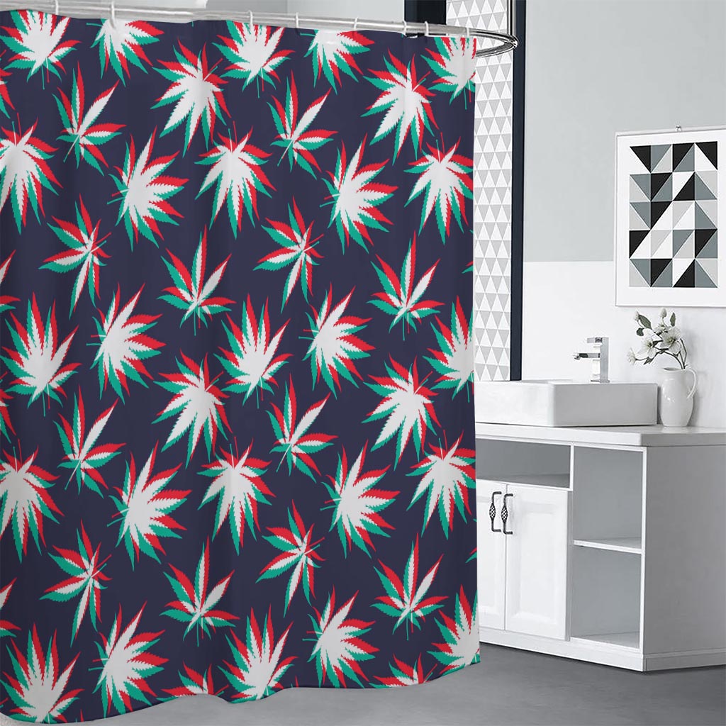 Trippy Hemp Leaves Reggae Pattern Print Premium Shower Curtain