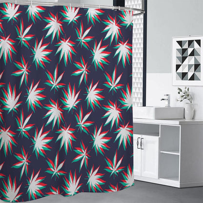 Trippy Hemp Leaves Reggae Pattern Print Premium Shower Curtain
