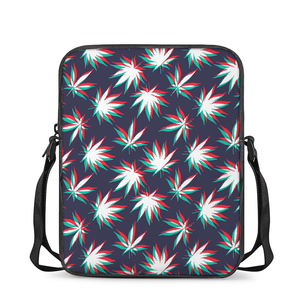 Trippy Hemp Leaves Reggae Pattern Print Rectangular Crossbody Bag