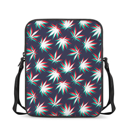 Trippy Hemp Leaves Reggae Pattern Print Rectangular Crossbody Bag