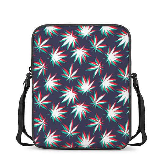 Trippy Hemp Leaves Reggae Pattern Print Rectangular Crossbody Bag
