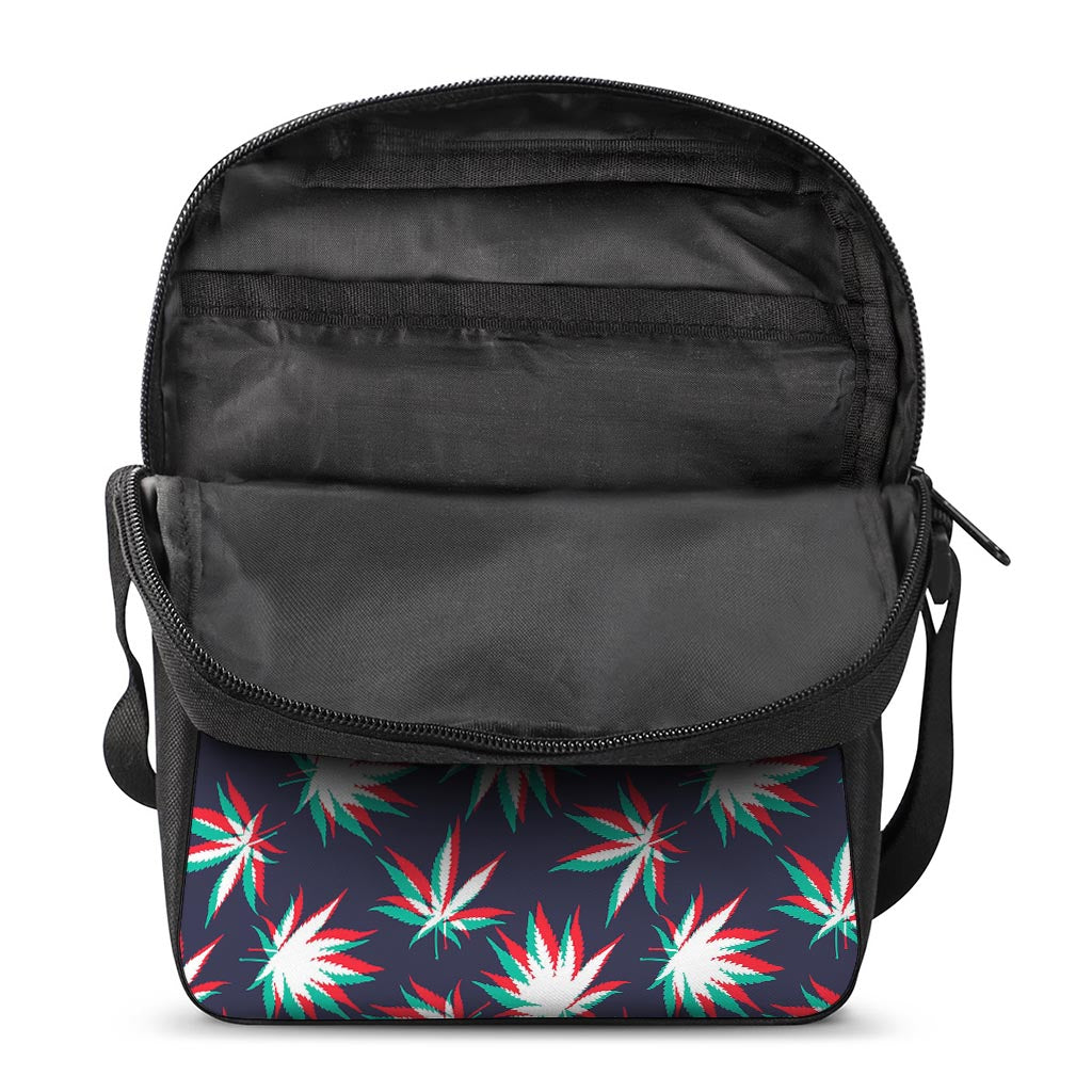 Trippy Hemp Leaves Reggae Pattern Print Rectangular Crossbody Bag