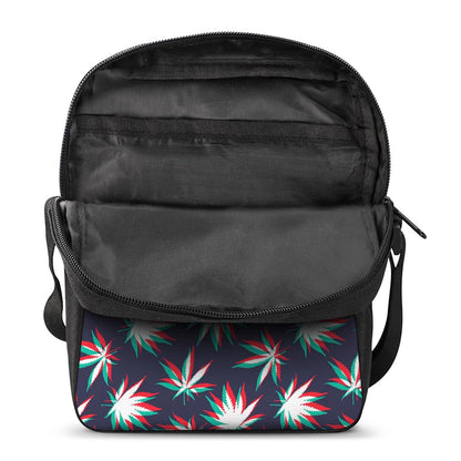 Trippy Hemp Leaves Reggae Pattern Print Rectangular Crossbody Bag
