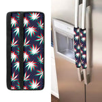 Trippy Hemp Leaves Reggae Pattern Print Refrigerator Handle Covers