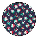 Trippy Hemp Leaves Reggae Pattern Print Round Floor Mat